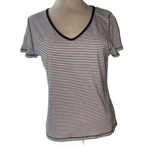 Lauren Jeans company T-shirt short sleeve V-neckline stripes size small NWT